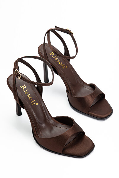 RİSSOLİ Sandale pentru femei cu toc și curea simplă la gleznă, din satin, de ...