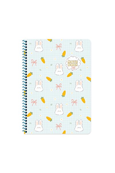 KESKİN COLOR Sharp A4 Checkered Cardboard Cover Kawaii Notebook - Rabbit
