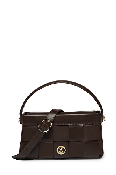 Zühre حقيبة قهوة مبطنة منقوشة محبوكة 0050