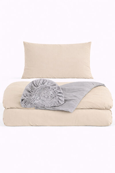 İQON Σετ Παπλωματοθήκη με Ελαστικό Σεντόνι Μονό OTLT1 BJ-Γκρι