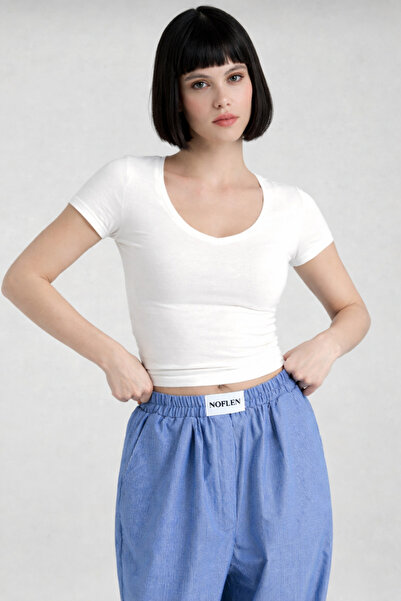 NOFLEN Ultra Soft V-Neck Blouse White