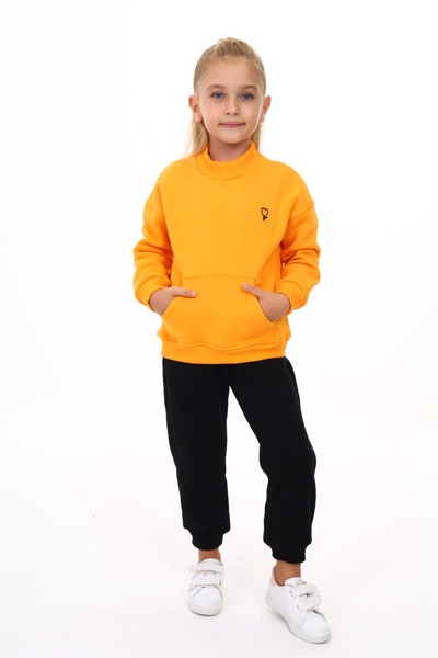 Toontoy Κοριτσίστικο σετ 2 τεμαχίων: Φούτερ με κέντημα και στάμπα, με όρθιο γ...