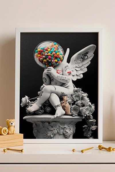 Saturn Поп арт Купидон Ерос Ангел Скулптура Графити Картина в рамка Улично из...