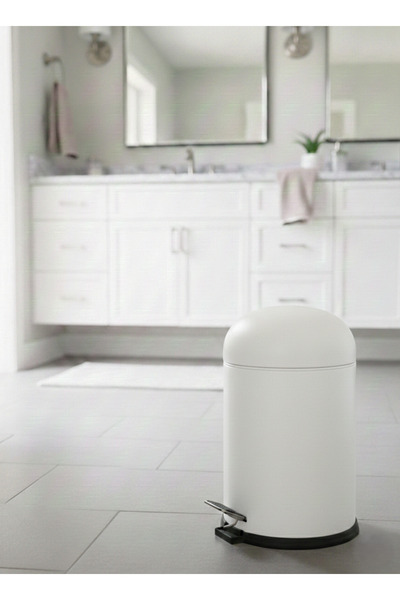 Bürke Bon Kapak 5 Liter Shock Absorber White Pedal Trash Can with Hygienic In...