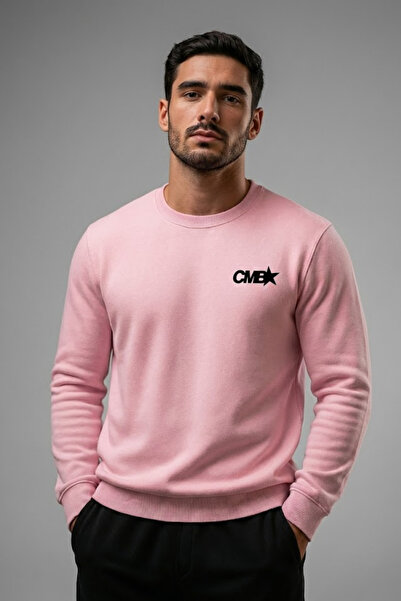 COMBİNE MİCHAİL Мъжка розова суитшърт с надпис CMB