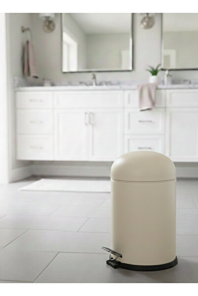 Bürke Bon Kapak 5 Liter Shock Absorber Cream Pedal Trash Can with Hygienic In...