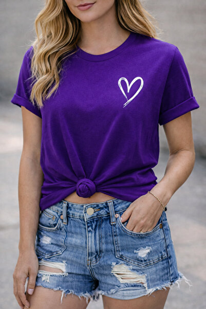 ArtYus Heart Love Printed Cotton Relaxed Fit Round Neck Unisex T-Shirt