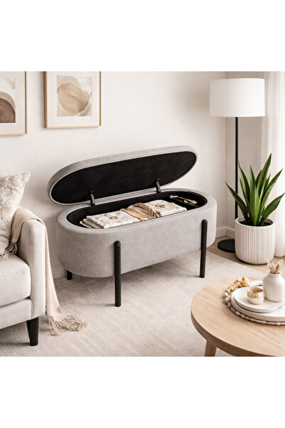 Vi Markets A modern upholstered storage bench designed to combine style and f...