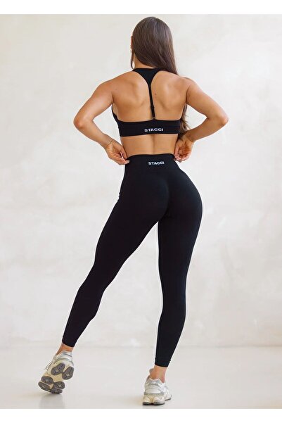 Stac Stacci Seamless Spor Takım - Siyah (Bra & Tayt)