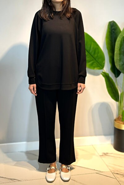 Lale Butik Cotton Tunic Carrot Pants Set 01 Black