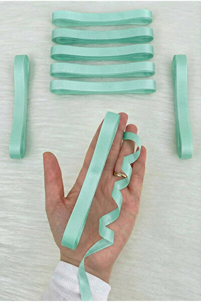 ZEYMERADE Panglică Grosgrain Verde Mentă 1 Cm 10 Metri, Bohça Çeyiz Cadou pen...