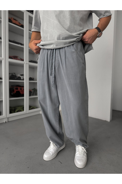 BYBASICMAN Gray Washed Super Baggy Trousers C-6517