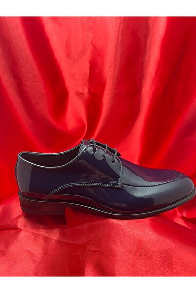 VEYİS USTA Neo Tbn Men's Bgck Genuine Leather Patent Leather Navy Blue