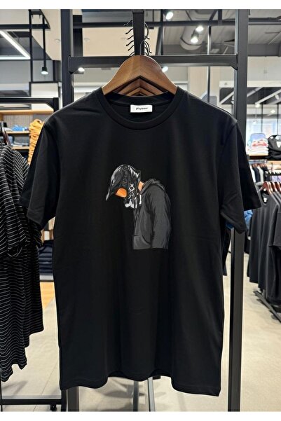 playwear Unisex Loose Fit Biker Printed Short Sleeve Crew Neck T-Shirt