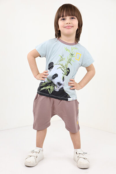 Toontoy Boys' 2-Piece Set: Printed Crew Neck T-Shirt & Elastic Waist Pocket S...