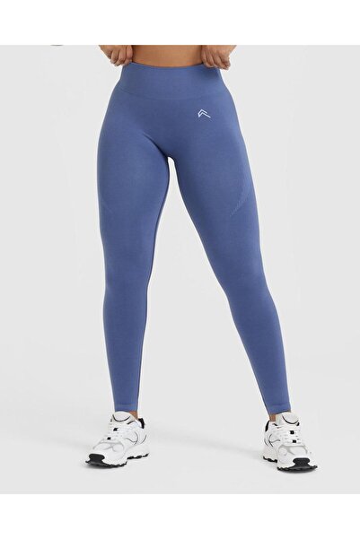 Oner Active Seamless Yüksek Bel Düz Model Tayt - Indigo