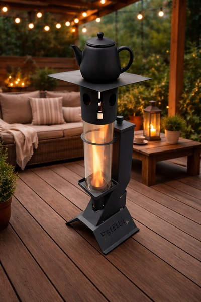 Trudi Portatif Mini Cam Pelet Soba Kamp,Balkon, Yüksek Kalite - Pürmüz + Pişi...