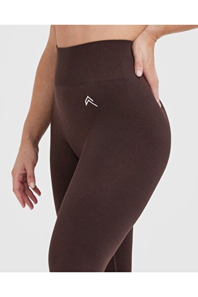 Oner Active Seamless Yüksek Bel Düz Model Tayt - Kahverengi