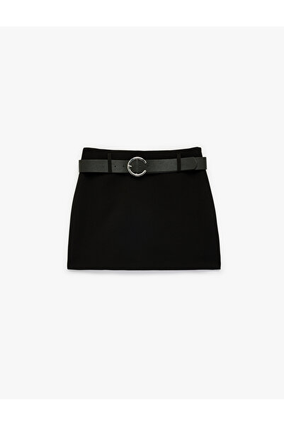 Koton Slim Fit A-Line Belted Mini Skirt with Shorts