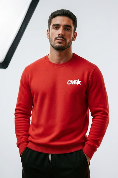 COMBİNE MİCHAİL Мъжка суитшърт с печат CMB в червено