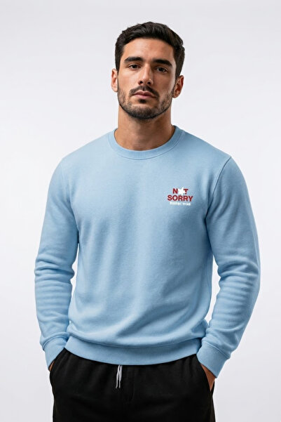 COMBİNE MİCHAİL Ανδρικό φούτερ με στάμπα στο στήθος, μπλε χρώμα