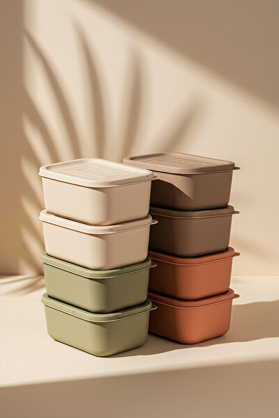 Snippy Pudy - 8'li Plastik Mini Saklama Kabı Seti Kahvaltılık Çerezlik Kapakl...