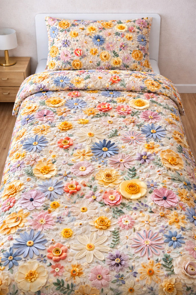 Karınca Çeyiz 5D Dijital Baskı Tek Kişilik Nevresim Takımı Fermuarlı Çarşaf L...