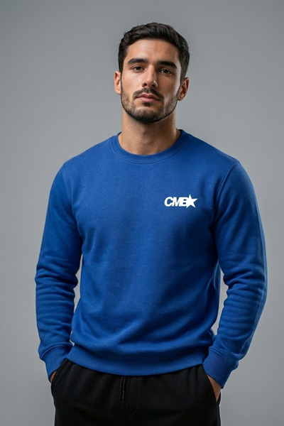 COMBİNE MİCHAİL Мъжка суитшърт с печат CMB в синьо