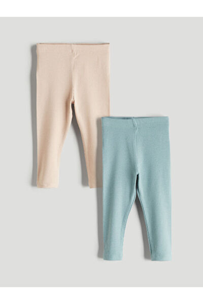 LC Waikiki Rmz Gi̇yi̇m Farkiyla Baby Boy Leggings with Waist Cord, Pack of 2