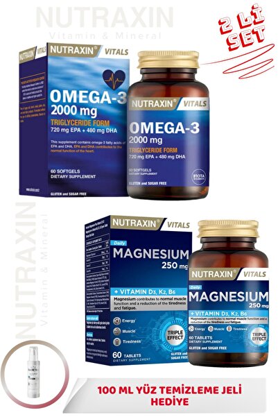 Nutraxin Magnesium Daily 250mg 60 Tablet + Omega3 2000 mg EPA + DHA 60 Softge...