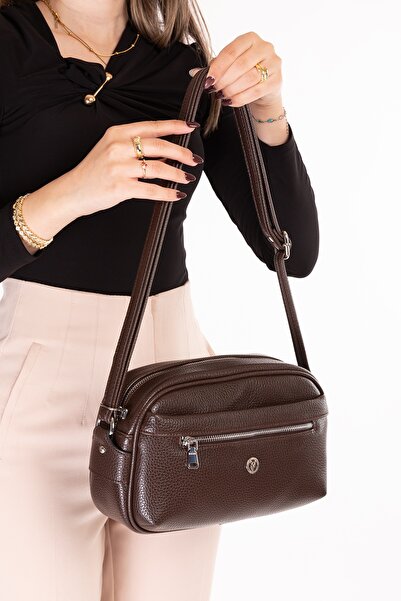 Gondol Γυναικεία ημερήσια τσάντα χιαστί ώμου gp.1452 Καφέ