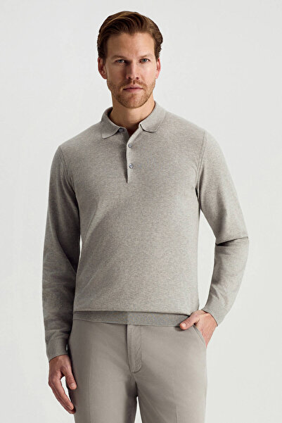Hemington Kaşmir Pamuk Karışım Polo Yaka Açık Gri Triko
