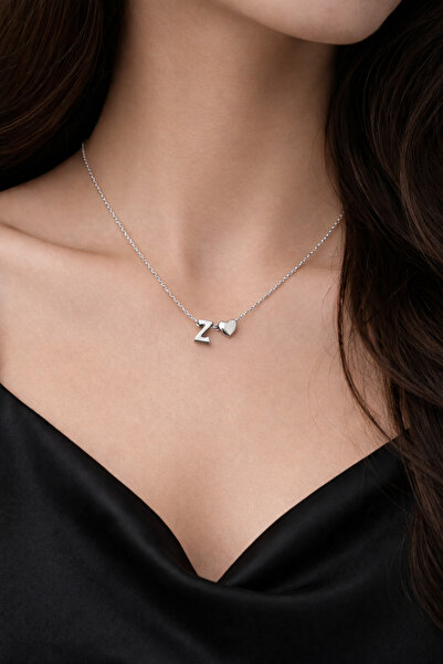 Vanelia Letter Z Heart Detailed Necklace - Silver Color