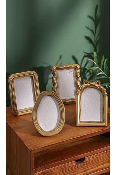 Eq deco Gold Dekoratif Fotoğraf Çerçeve Seti Dörtlü