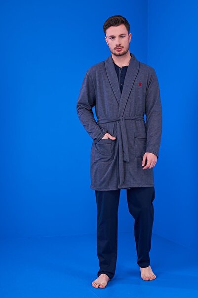 gd goldoremi Advantageous Men's 100% Cotton Belted Pocketed Robe