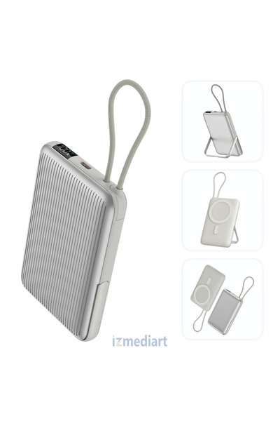 realpower 10000mAh 22.5W Dahili Type-C Kablolu Magsafe Kablosuz Hızlı Şarj St...