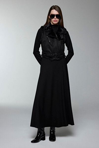 Zühre Plush Detailed Dress Vest Black Set 1653