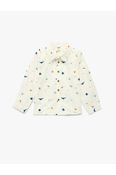 Koton Cotton Long Sleeve Button Detailed Patterned Shirt