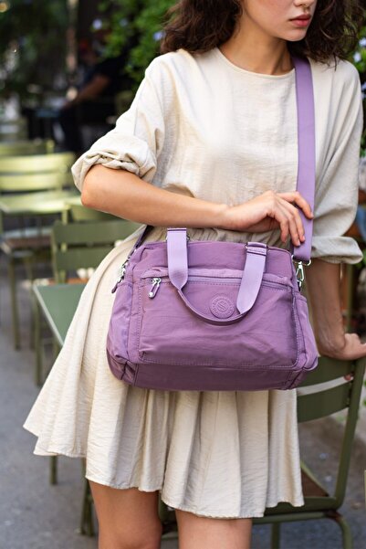 BLACK 4 zippered compartment women's hand and shoulder bag