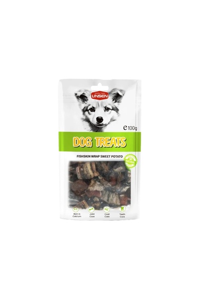 Linsen Linsin Dog Treats Fish Leather & Sweet Potato Rolls 100g