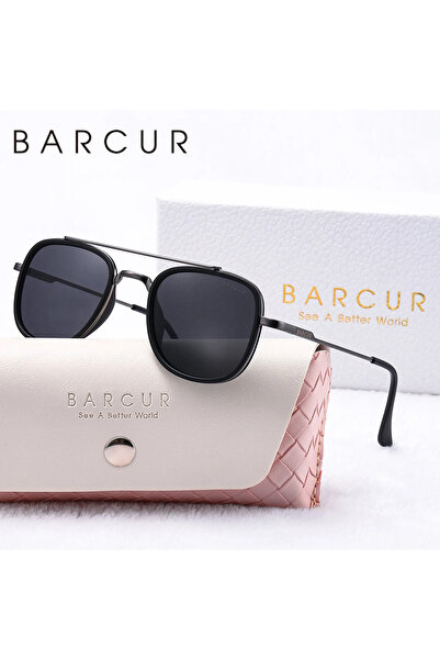 NEALDİN Barcur Oval Sunglasses Double Bridge Stainless Steel Frame Tac Polari...