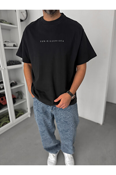 BYBASICMAN Tricou oversize cu broderie Black Sea C-03