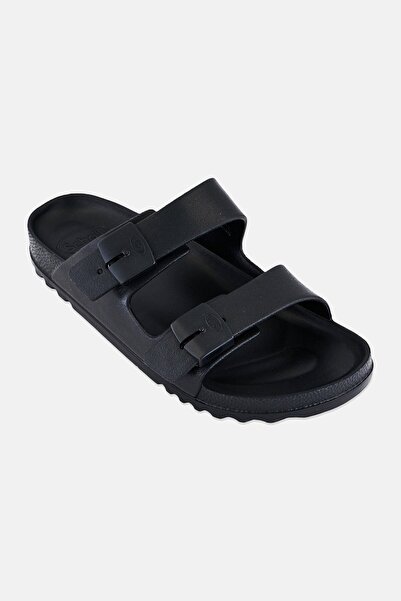 Scholl Men Bahia Bioprint Adjustable Buckle Slides, Black