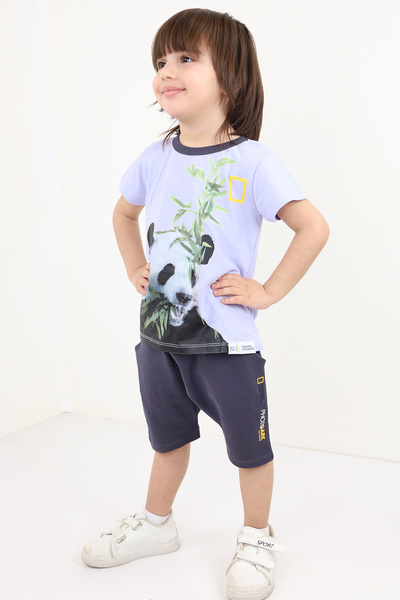 Toontoy Boys' 2-Piece Set: Printed Crew Neck T-Shirt & Elastic Waist Pocket S...