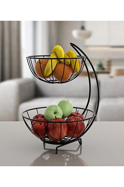 Düzen Organizer سلة معدنية من طبقتين للفواكه والخضروات