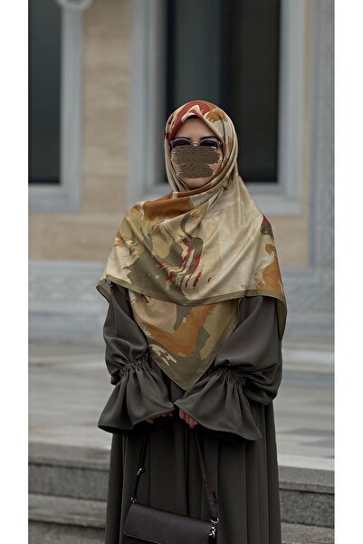 Qalortex Scarf Cotton Soft Erva Pattern Scarf-Tan/Mold Green