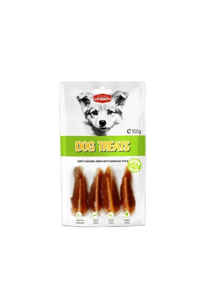 Linsen Linsin Dog Treats with Soft Dried Chicken and Raw Skin 100g