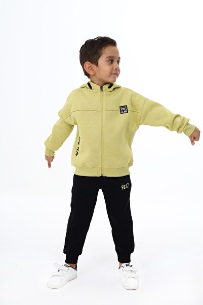 Toontoy Set 2 piese pentru băieți: Hanorac cu glugă și fermoar imprimat și pa...