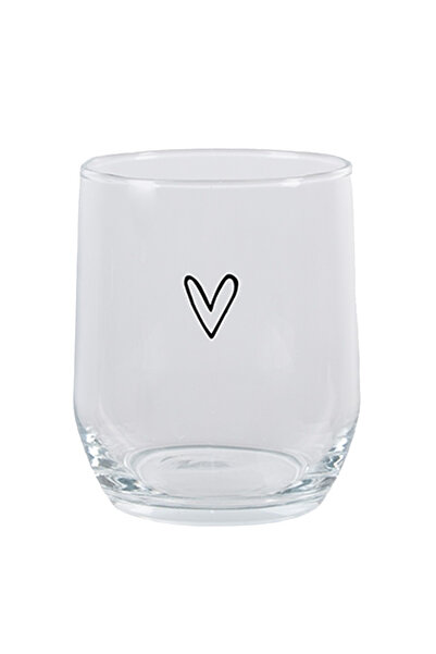 Clayre & Eef Set of 6 Transparent Glass Cups Heart 8x9 cm, 300 ml