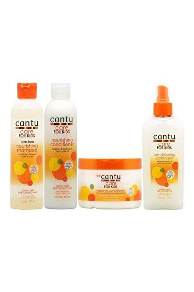 Cantu مجموعة من 4 قطع للأطفال: شامبو، بلسم، بلسم يُترك على الشعر، وبخاخ لفك ت...